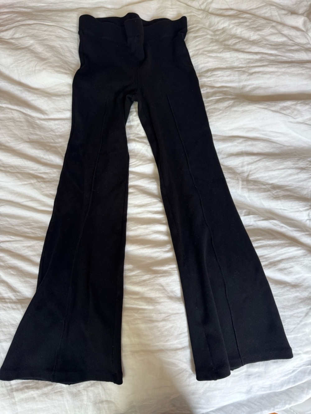 Donni Black Flared Knit Pants stretch and soft
